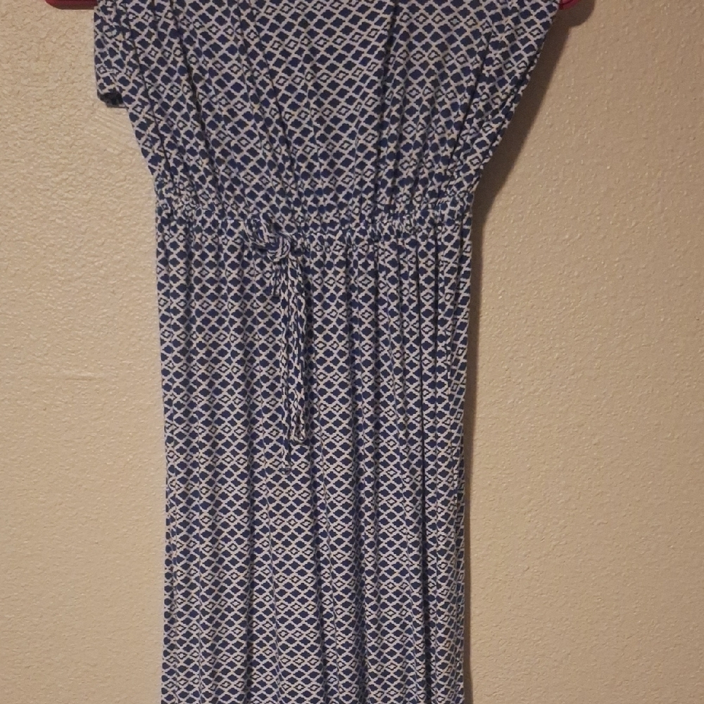 Elegant Blue Patterned Women's Dress